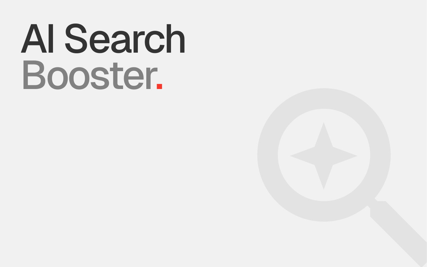 AI Search Booster title card with sparkle magnifying glass