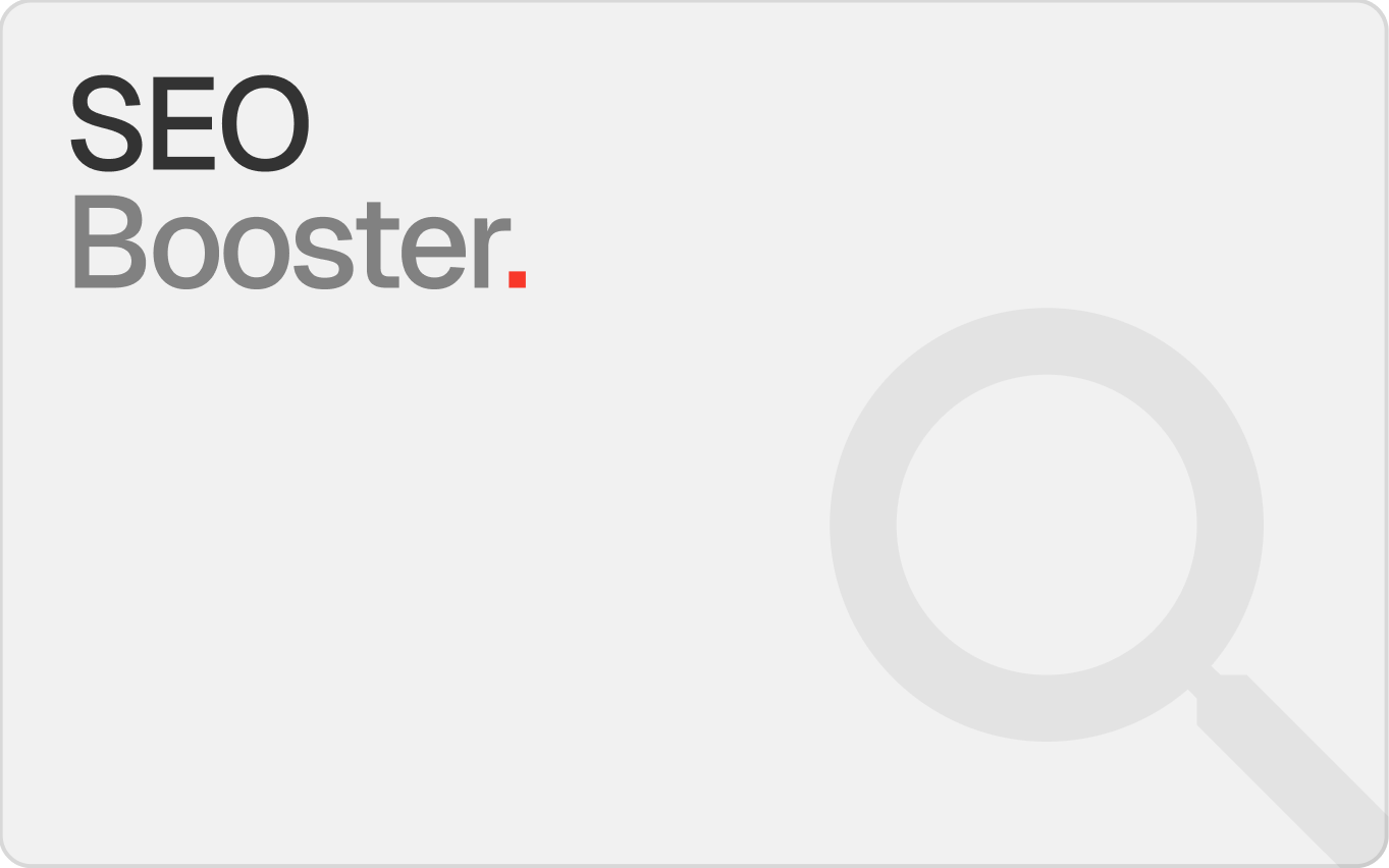 SEO Booster title card with magnifying glass